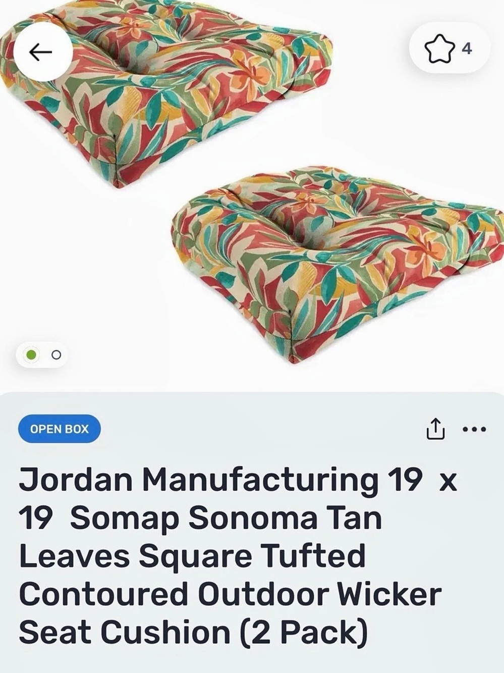 Jordan Manufacturing 19 x 19 Somap Sonoma Tan Leaves Square Tufted Contoured